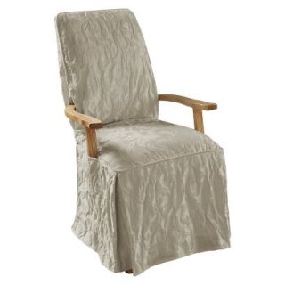 Sure Fit Matelasse Damask Dining Room Chair with Arms Slipcover   Linen