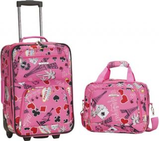 Rockland 2 Piece Luggage Set F102   Pink Vegas Luggage Sets