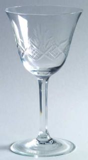 Unknown Crystal Unk1432 Wine Glass   Cut Criss Cross & Fan Design On Bowl