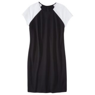 Mossimo Womens Plus Size Short Sleeve Ponte Dress   Black/White 1
