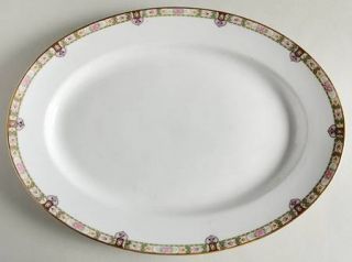 Noritake Regina 14 Oval Serving Platter, Fine China Dinnerware   Flower Band W/