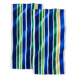 Vertical Stripes Blue Beach Towel   2 pack