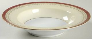 Noritake 4795 Rim Soup Bowl, Fine China Dinnerware   Rust Border, Gold  Laurel &