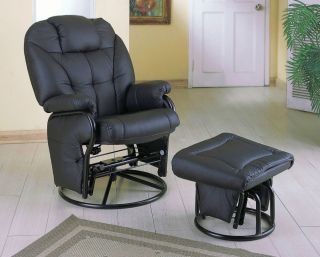 Coaster Comfort Swivel Glider Chair with Ottoman in Black Model 2644
