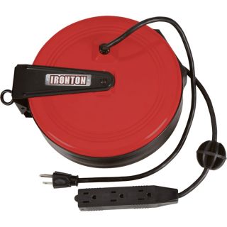 Ironton Retractable Cord Reel   30 Ft., 3 Outlets, 10 Amps