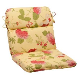 Outdoor Rounded Chair Cushion   Yellow/Red Floral