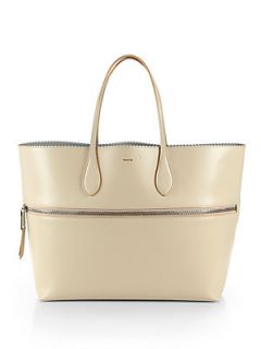 Rochas Zipper Leather Tote   Light Pink