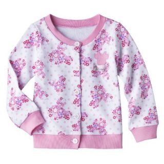 Disney Minnie Mouse Infant Toddler Girls Floral Cardigan   White/Pink 18 M