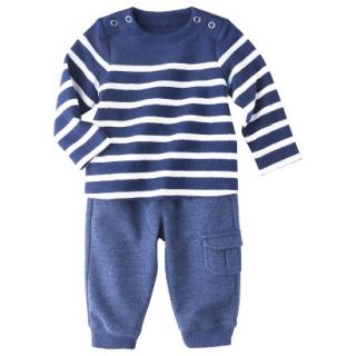 Cherokee Newborn Infant Boys Striped Sweater and Pant Set   Navy/White NB