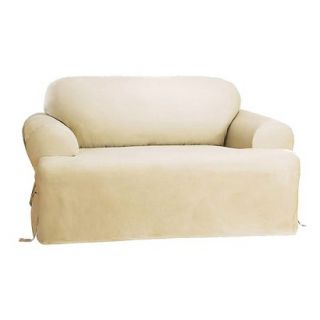 Sure Fit Cotton Duck T Cushion Sofa Slipcover   Natural