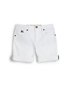 Burberry Girls Rolled Cuff Shorts   White