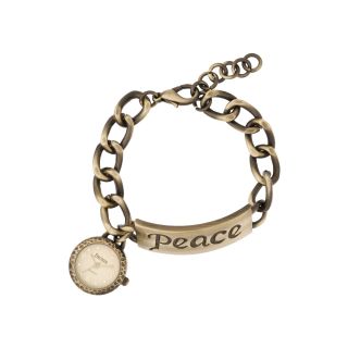 Decree Peace Charm Bracelet Watch, Gold, Womens