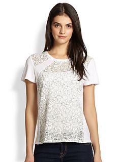 Generation Love Floral Lace Paneled Tee   White