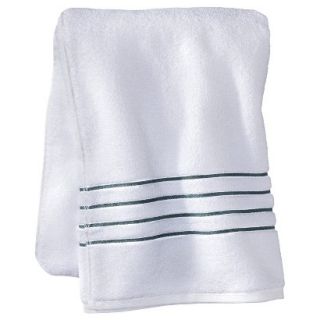 Fieldcrest Luxury Bath Sheet   White/Aqua Stripe