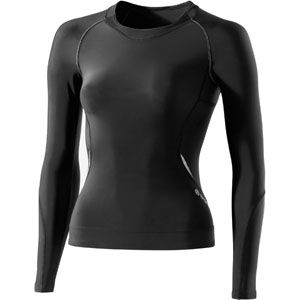 Skins Compression Womens A400 Long Sleeve Top Black Silver , Size MA   B41021005F