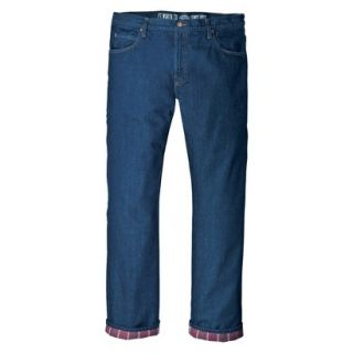 Dickies Mens Relaxed Straight Fit Flannel Lined Jean   Rinsed Indigo Blue 40x30