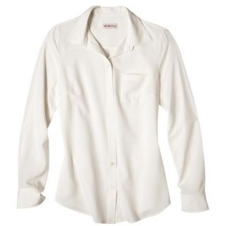 Merona Womens Plus Size Long Sleeve Button Down Shirt   Cream 4