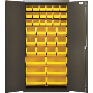 Quantum Storage Cabinet With 36 Bins   36 Inch x 18 Inch x 72 Inch Size, Yellow,