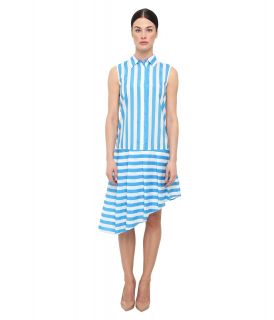 LOVE Moschino Striped Sleeveless Crepe Dress Womens Dress (Blue)