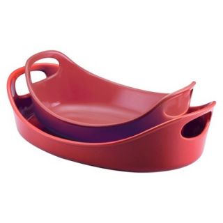 Rachael Ray Bubble and Brown Oval Baker Set  Red