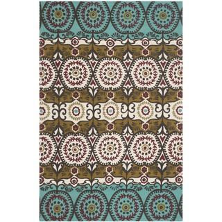 Safavieh Hand loomed Cedar Brook Turquoise/ Burgundy Cotton Rug (5 X 8)