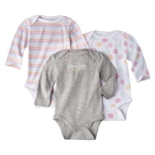 Circo Newborn Girls 3 Pack Long sleeve Bodysuit   Grey/Pink 24 M