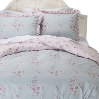 Simply Shabby Chic Faded Paper Rose Duvet Cover Cover Set   Blue (Full/Queen)