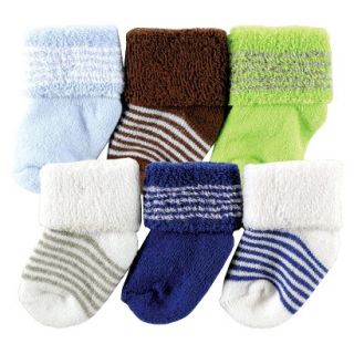 Luvable Friends Newborn 6 Pack Solid and Stripe Socks   Green 0 6 M