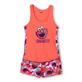 SESAME STREET Juniors Elmo Pajama Set   Orange/Pink XL(15 17)