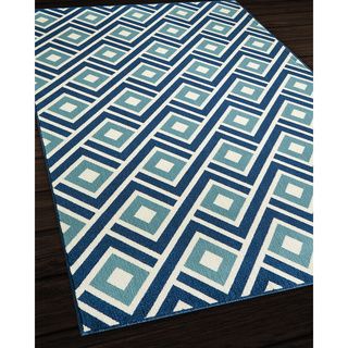 Blocks Blue Indoor/ Outdoor Rug (18 X 37)