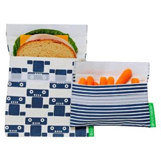 LunchSkins Reusable Sandwich and Reusable Snack Bag   Navy Robot