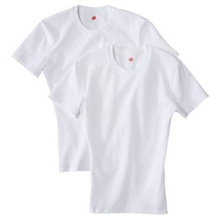 Hanes Premium Mens 2pk Compression Slim Fit Crew Neck T Shirts   White M