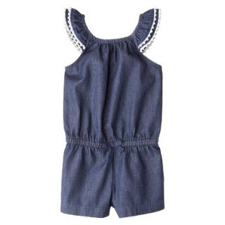 Cherokee Infant Toddler Girls Mini Cap Sleeve Denim Romper   Blue 3T