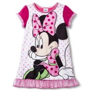 Disney Minnie Mouse Toddler Girls Short Sleeve Nightgown   Pink 2T