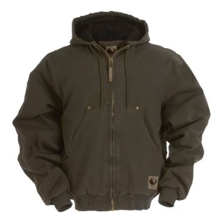 Berne Original Washed Hooded Jacket   Quilt Lined, Olive, Medium, Model HJ375