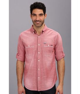 Seven7 Jeans Chambray Shirt W Roll Cuff Mens Long Sleeve Button Up (Red)