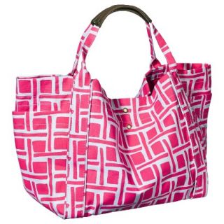 Merona Geometric Tote Beach Handbag   Pink/White
