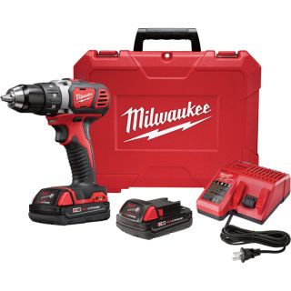 Milwaukee M18 Compact 1/2 Inch Drill Driver Kit   Two M18 Compact RedLithium 1.