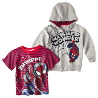 Spider Man Infant Toddler Boys Tee Shirt and Hoodie Set   Gray 4T