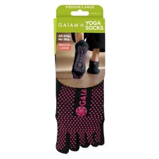 Gaiam Black with Pink Dots All Grip Yoga Socks   M/L