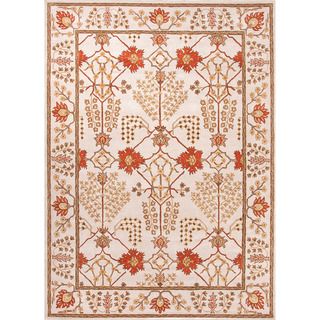 Hand tufted Transitional Oriental Pattern Ivory Rug (5 X 8)