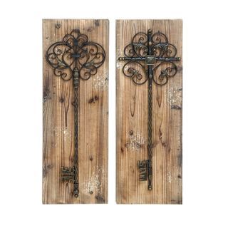 Enchanting Aged Wood Key Door Wall Plaque