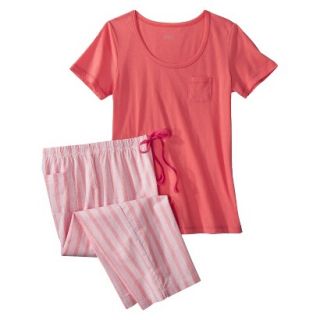 Gilligan & OMalley Womens Tee Shirt/Crop PJ Set   Fresh Melon Stripe XL