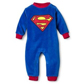 Superman Newborn Boys Velour Superman Coverall   Navy 6 9 M