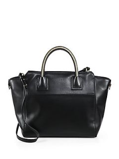 MILLY Logan Large Leather Tote   Black