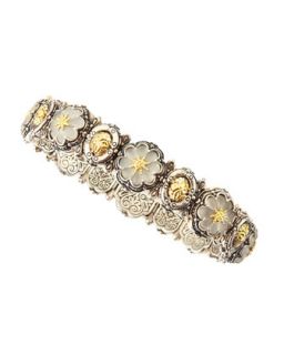 Iris Small Crystal Flower Bracelet, Silver/Gold