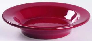 Ralph Lauren Red Large Rim Soup Bowl, Fine China Dinnerware   Solid Cherry Red,