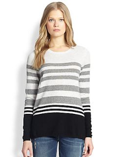 Vince Colorblock Stripe Sweater   Heather Grey