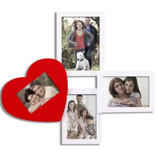Adeco Adeco 4 photo White/ Red Heart Wood Picture Frame Red Size 4x6