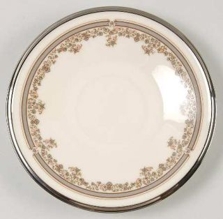 Lenox China Lace Point Saucer, Fine China Dinnerware   Gray&Pink Flowers,Gray Ba